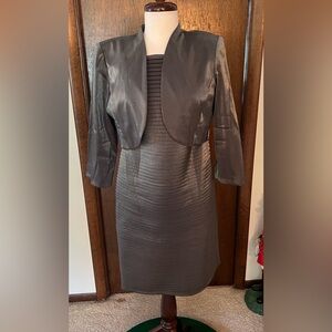 R&M Metallic Grey Bolero Jacket Dress Set size 10